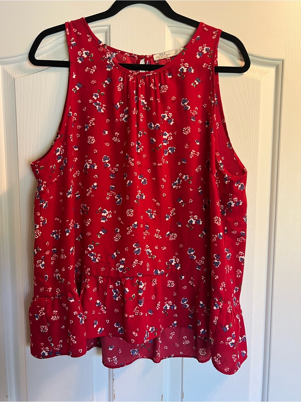 Red Floral Sleeveless Peplum Camisole